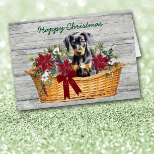 Doberman Pinscher Puppy Basket Holiday Cards