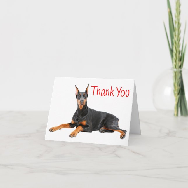 Doberman Pinscher Puppy Dog Red Thank You - Blank (Front)