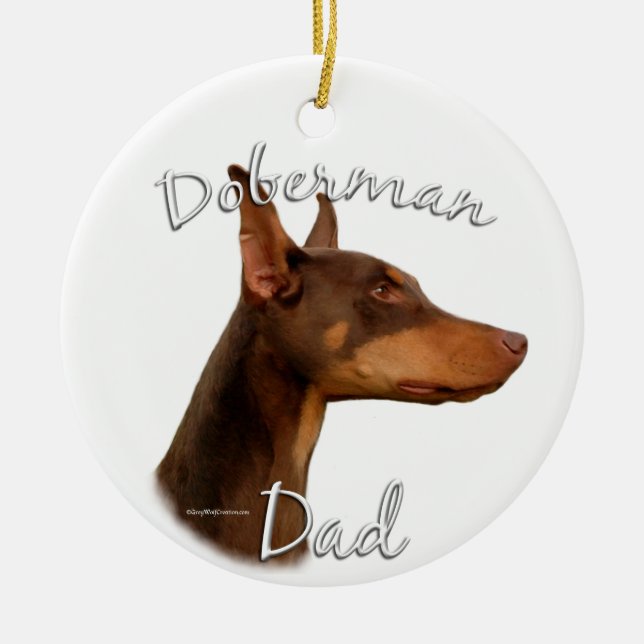 Doberman Pinscher (red) Dad 2 Ceramic Ornament (Front)