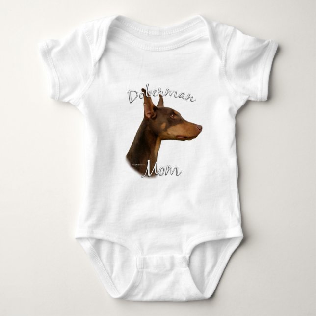 Doberman Pinscher (red) Mom 2 Baby Bodysuit (Front)