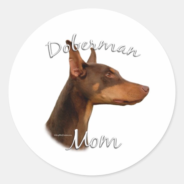 Doberman Pinscher (red) Mom 2 Classic Round Sticker (Front)