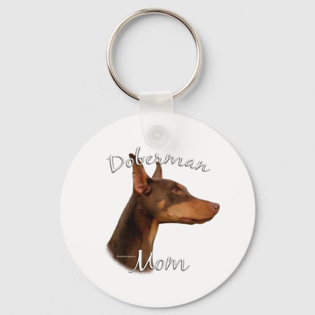 Doberman Pinscher (red) Mom 2 Keychain (Front)