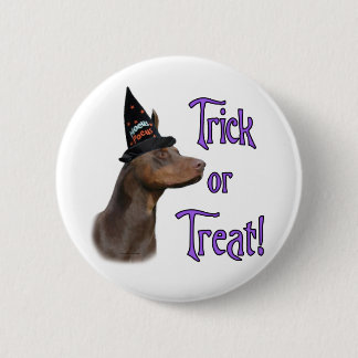 Doberman Pinscher (red) Trick Pinback Button