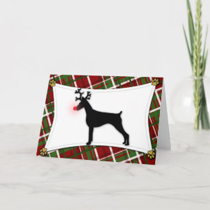 Doberman Pinscher Reindeer Christmas Card
