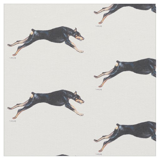 Doberman Pinscher Running Dog Art Fabric
