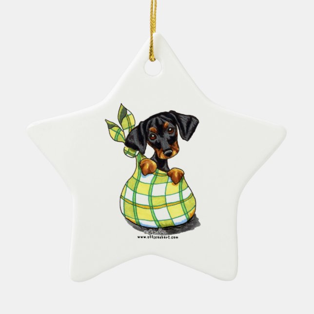 Doberman Pinscher Sack Puppy Ceramic Ornament (Front)