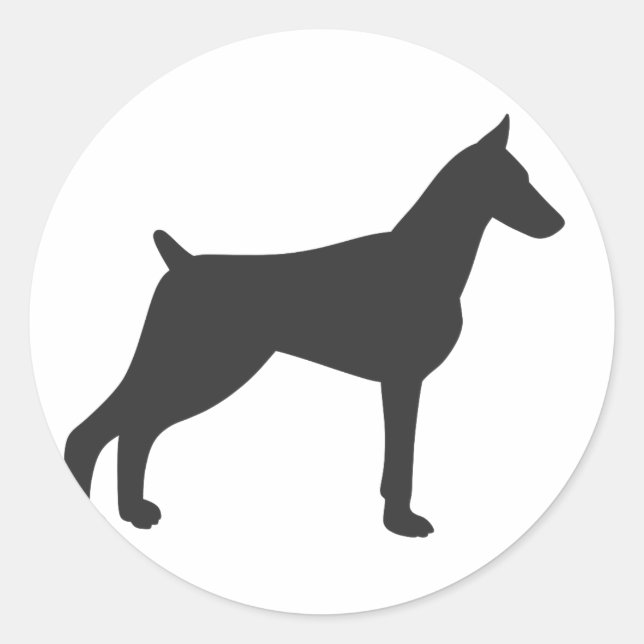 Doberman Pinscher Silhouette Classic Round Sticker (Front)