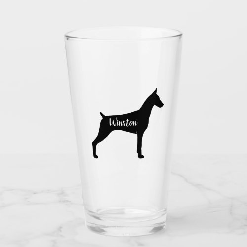 Doberman Pinscher Silhouette Dobe Dog Custom Glass