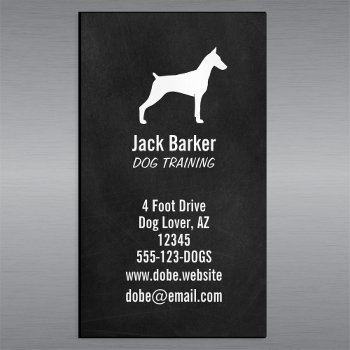 Doberman Pinscher Silhouette | Dog Breed Vertical Magnetic Business Card by jennsdoodleworld at Zazzle