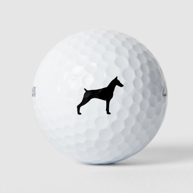 Doberman Pinscher Silhouette Golf Balls (Front)