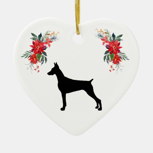 Doberman Pinscher Silhouette Holiday Ceramic Ornament
