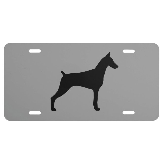 Doberman Pinscher Silhouette License Plate (Front)
