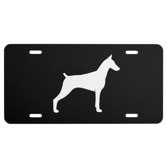 Doberman Pinscher Silhouette License Plate (Front)