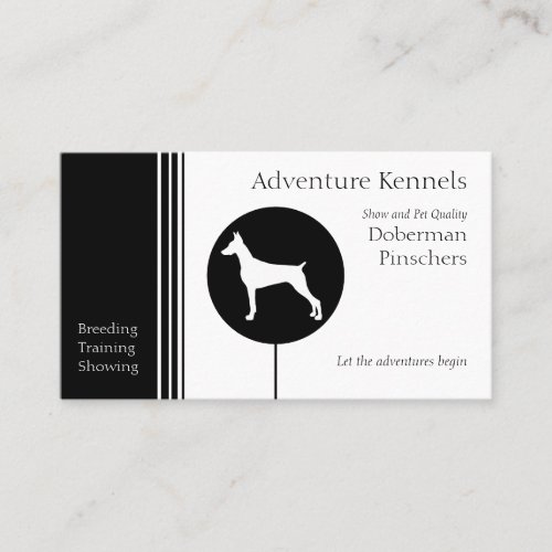 Doberman Pinscher Silhouette Modern Black White Business Card