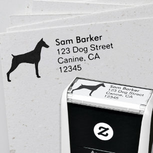 Doberman Pinscher Silhouette Return Address Self-inking Stamp