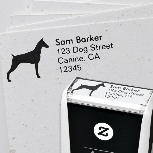 Doberman Pinscher Silhouette Return Address Self_inking Stamp