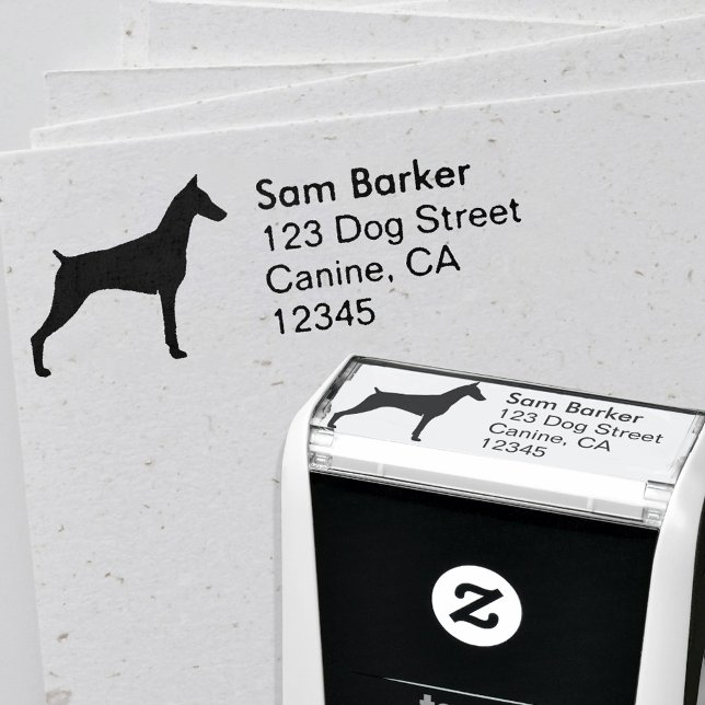 Doberman Pinscher Silhouette Return Address Self-inking Stamp (Creator Uploaded)