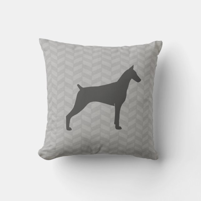 Doberman Pinscher Silhouette Throw Pillow (Front)