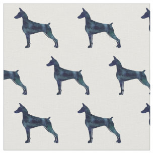Doberman Pinscher Silhouette Tiled Fabric