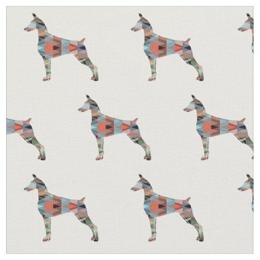 Doberman Pinscher Silhouette Tiled Fabric