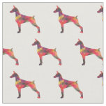 Doberman Pinscher Silhouette Tiled Fabric