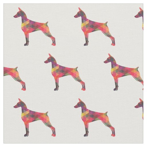Doberman Pinscher Silhouette Tiled Fabric