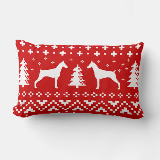 Doberman Pinscher Silhouettes Christmas Holiday Lumbar Pillow