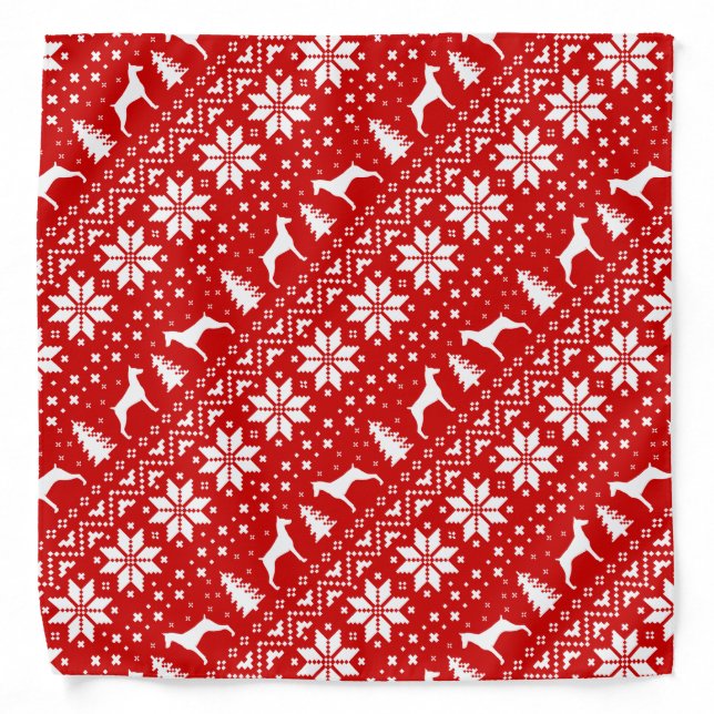 Doberman Pinscher Silhouettes Christmas Pattern Bandana (Front)