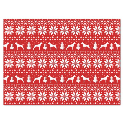 Doberman Pinscher Silhouettes Christmas Pattern Tissue Paper