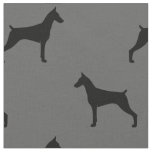 Doberman Pinscher Silhouettes Grey and Black Fabric