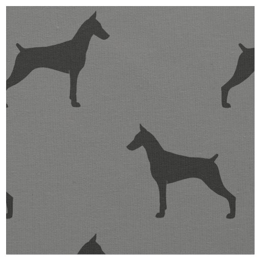 Doberman Pinscher Silhouettes Grey and Black Fabric