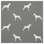 Doberman Pinscher Silhouettes Grey and White Fabric