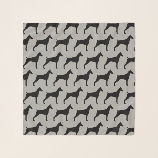 Doberman Pinscher Silhouettes Pattern Scarf (Front)
