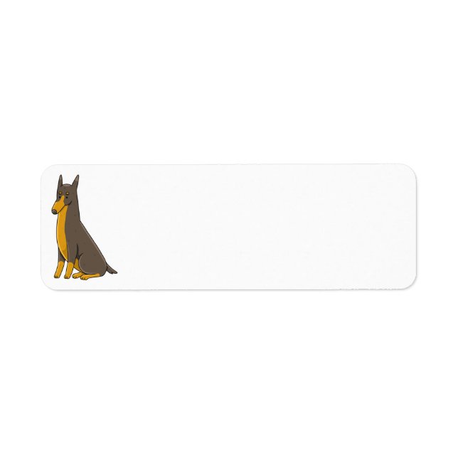 Doberman Pinscher Sitting Cartoon Label (Front)