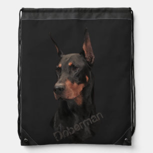 Doberman Pinscher, Square Wall Clock T-Shirt Butto Drawstring Bag