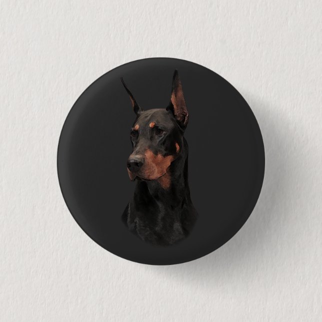Doberman Pinscher, Square Wall Clock T-Shirt Button (Front)