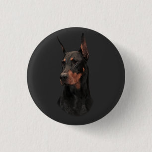 Doberman Pinscher, Square Wall Clock T-Shirt Button