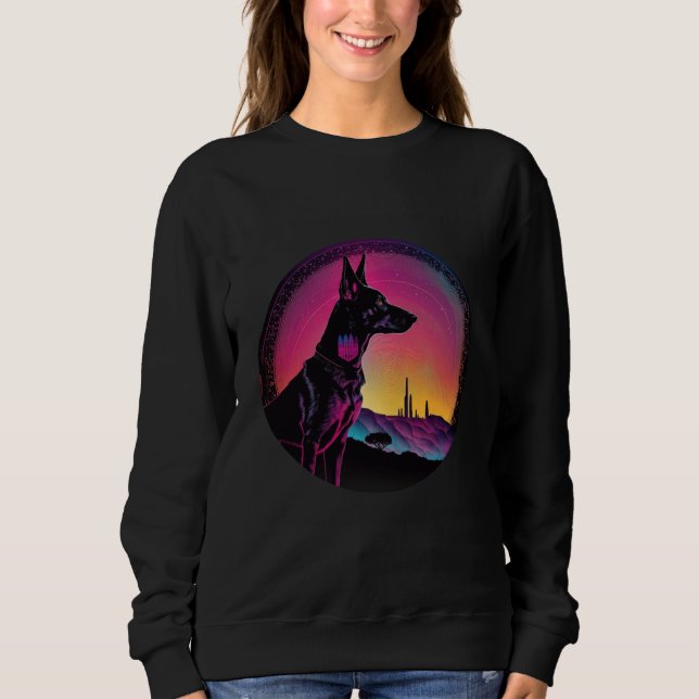 Doberman Pinscher Synthwave 80s Retrowave Aestheti Sweatshirt (Front)