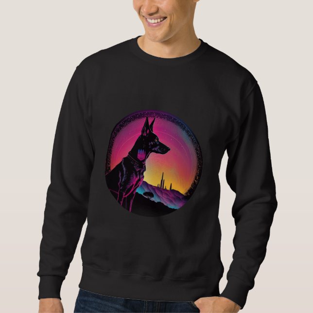 Doberman Pinscher Synthwave 80s Retrowave Aestheti Sweatshirt (Front)