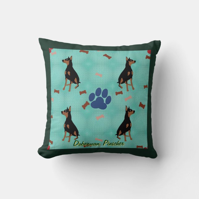 Doberman Pinscher Throw Pillow (Front)