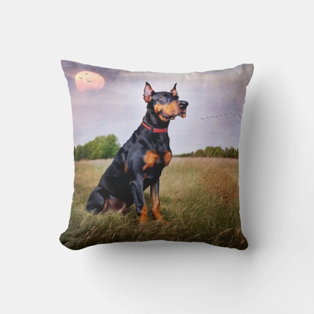 Doberman Pinscher Throw Pillow (Front)