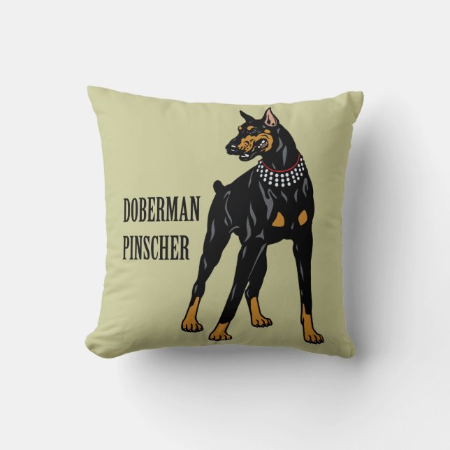 doberman pinscher throw pillow (Front)