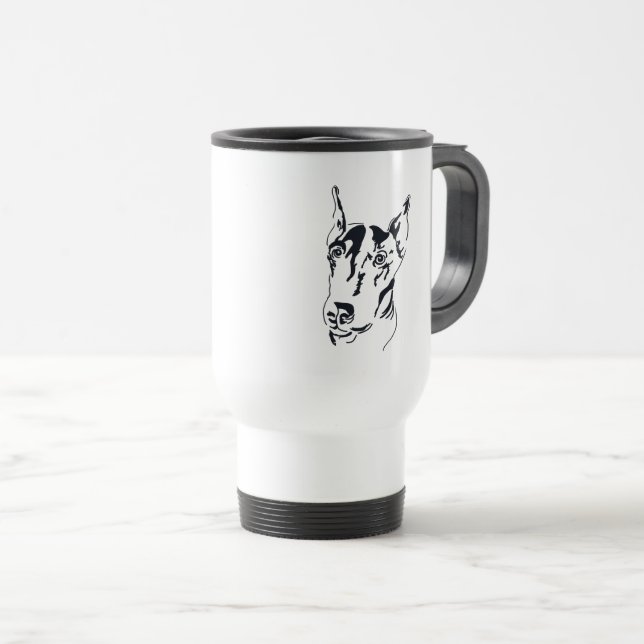 Doberman Pinscher Travel Mug (Front Right)