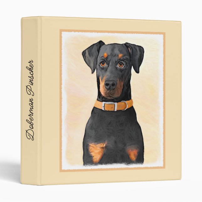 Doberman Pinscher Uncropped Painting Original Art 3 Ring Binder (Front/Spine)