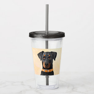 Doberman Pinscher Uncropped Painting Original Art Acrylic Tumbler