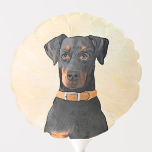 Doberman Pinscher Uncropped Painting Original Art Balloon