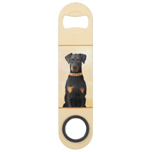 Doberman Pinscher Uncropped Painting Original Art Bar Key
