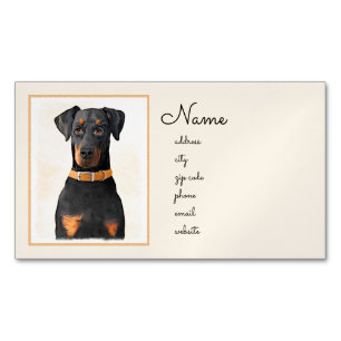 Doberman Pinscher Uncropped Painting Original Art Business Card Magnet