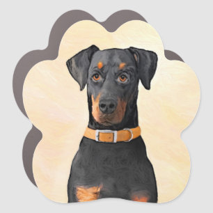 Doberman Pinscher Uncropped Painting Original Art Car Magnet