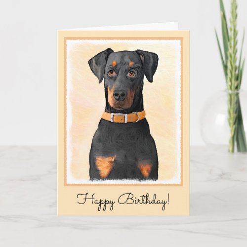 Doberman Pinscher Uncropped Painting Original Art Card